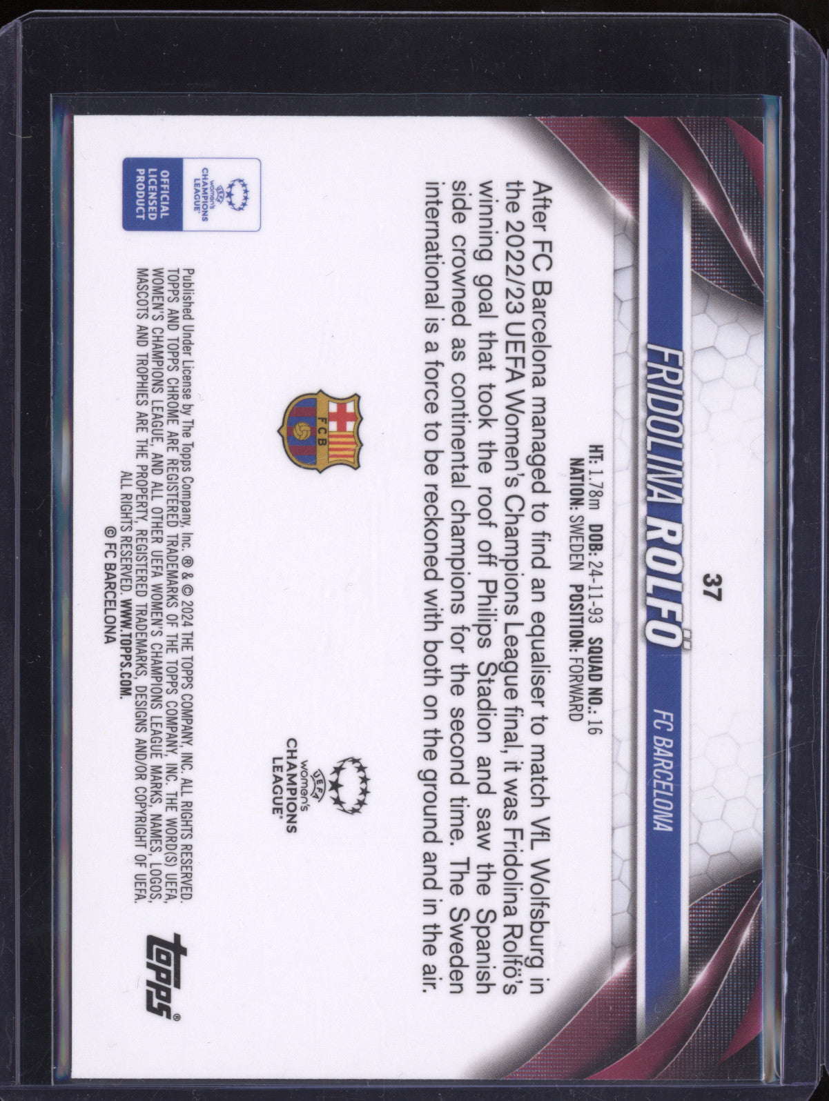 Fridolina Rolfo 2023-24 Topps Chrome UWCL 37 Orange 1/25