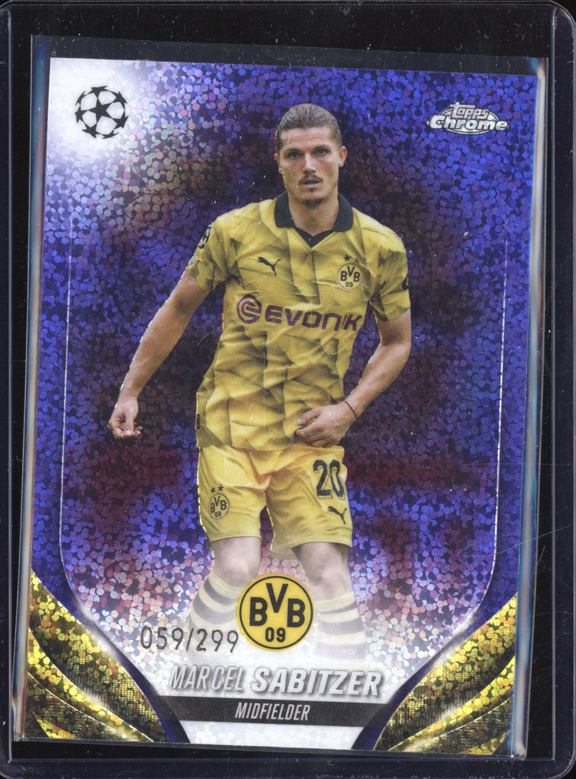 Marcel Sabitzer 2023-24 Topps Chrome UCC 80 Violet Speckle Refrator 59/299