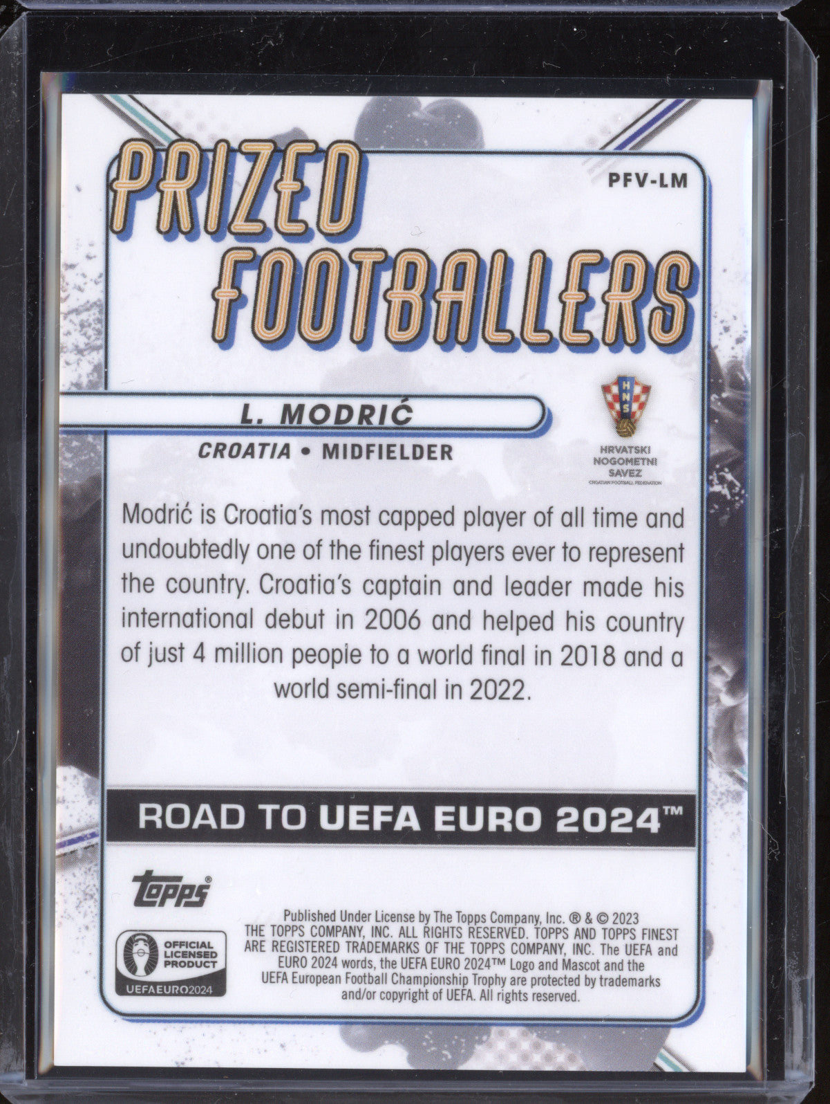 Luka Modric 2023 Topps Finest Euro 2024 PFV-LM Prized Footballers GreenRed 23/30