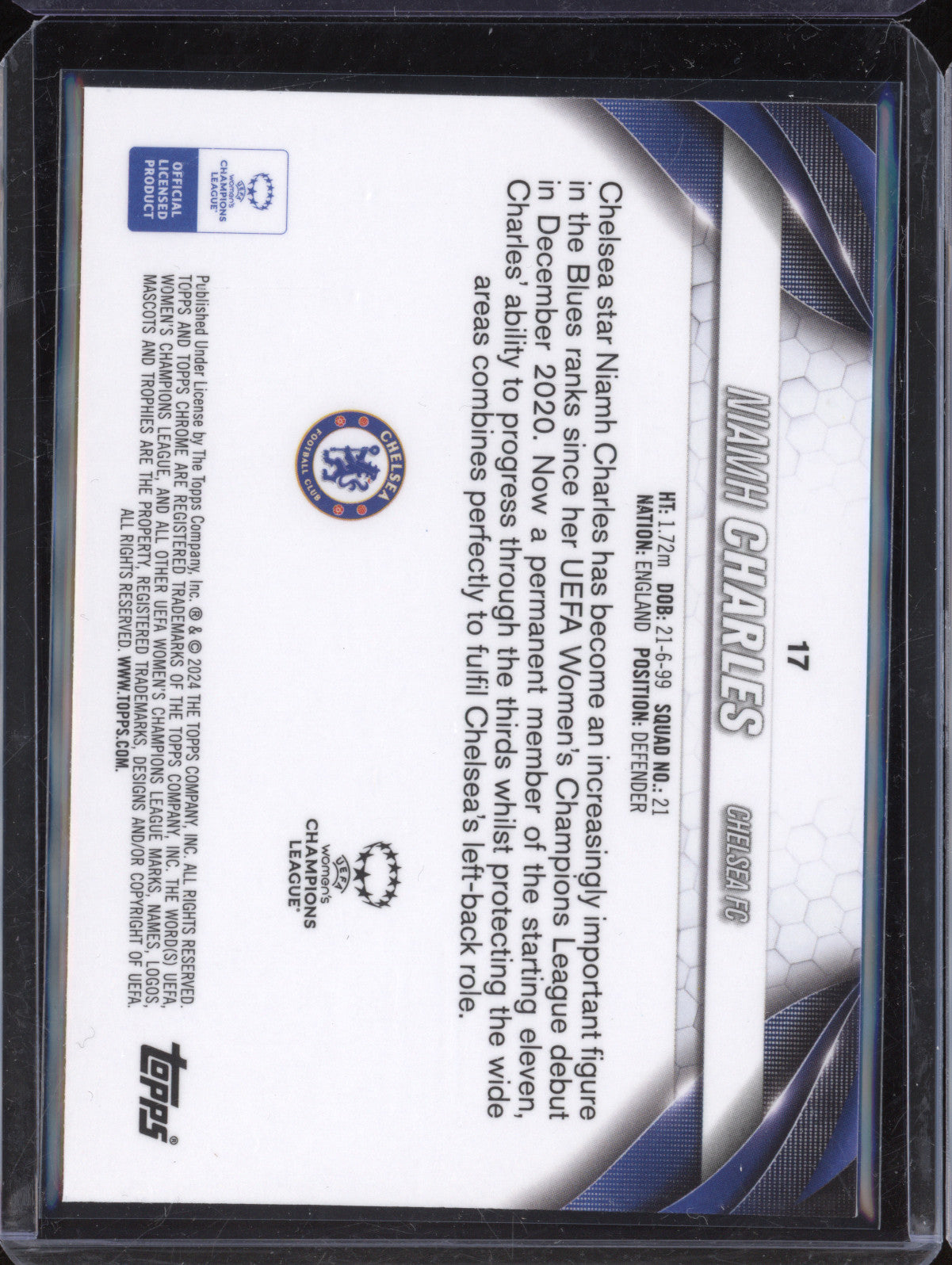 Niamh Charles 2023-24 Topps Chrome UWCL 17 Pink Prism 93/199