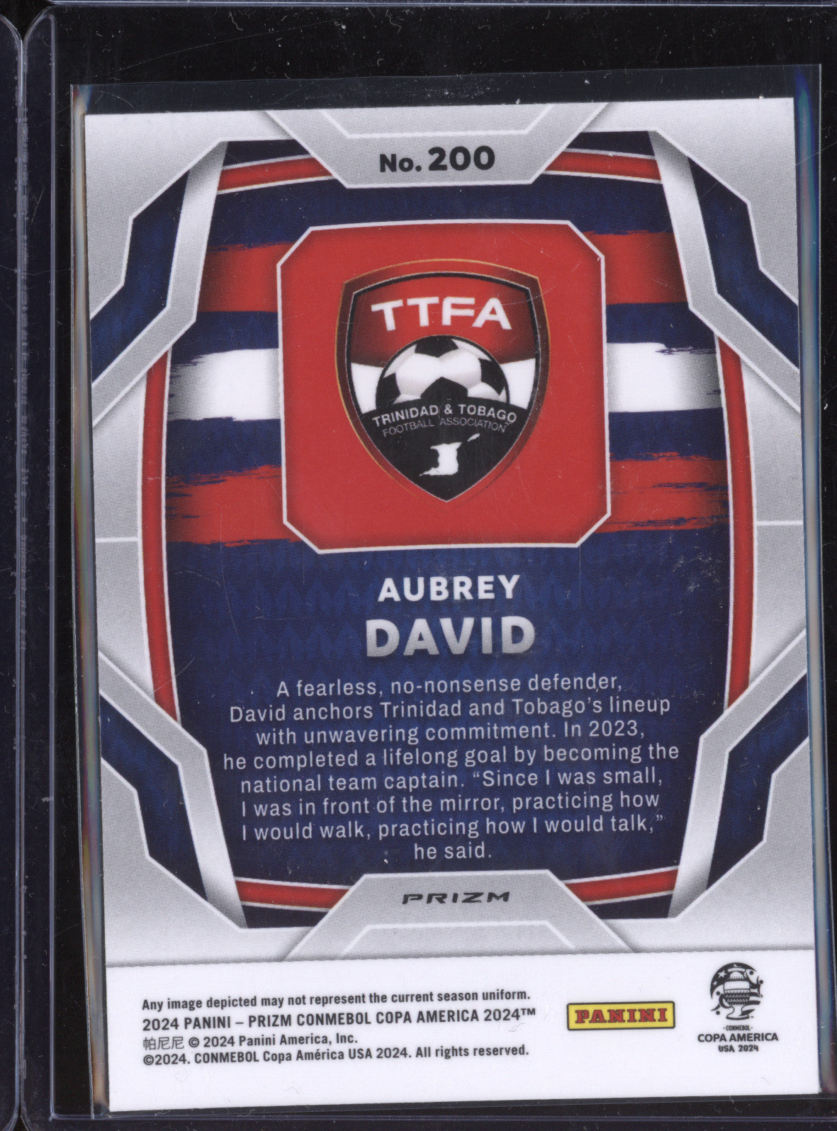 Aubrey David 2024 Panini Prizm Copa America 200 Silver RC