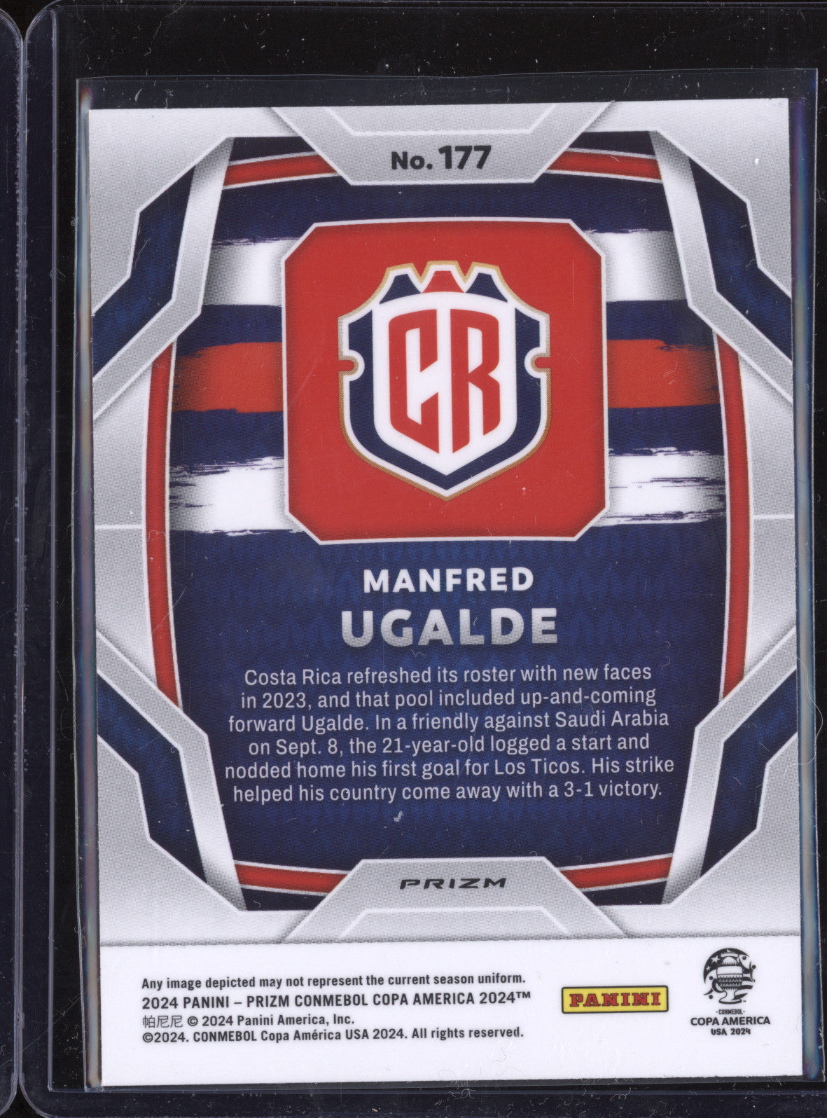 Manfred Ugalde 2024 Panini Prizm Copa America 177 Silver RC