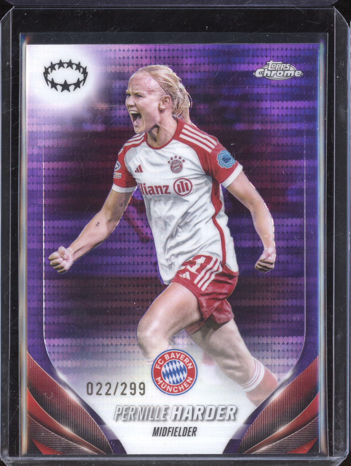 Pernille Harder 2023-24 Topps Chrome UWCL 78 Purple Pulsar 22/299