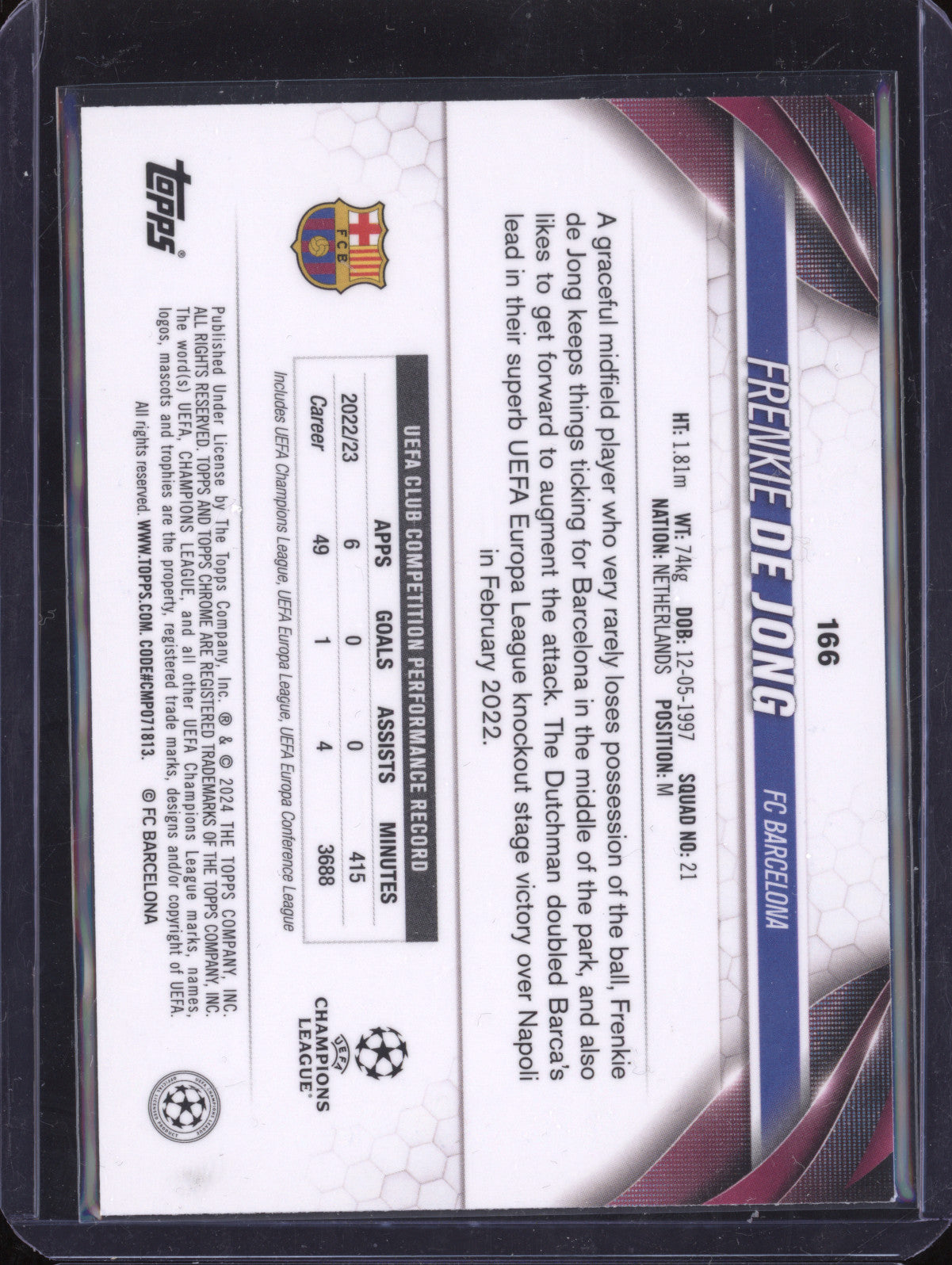 Frenkie De Jong 2023-24 Topps Chrome UCC 166 Green Lava Refractor