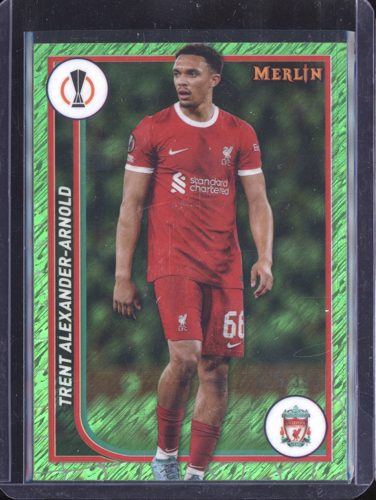 Trent Alexander-Arnold 2023-24 Topps Merlin UCC 70 Neon Green Shimmer 25/399