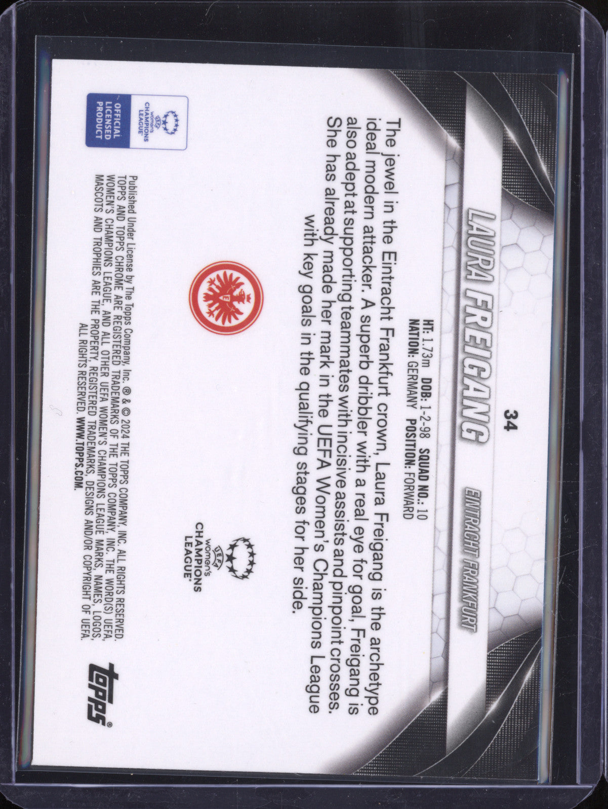 Laura Freigang 2023-24 Topps Chrome UWCL 34 Pulsar RC