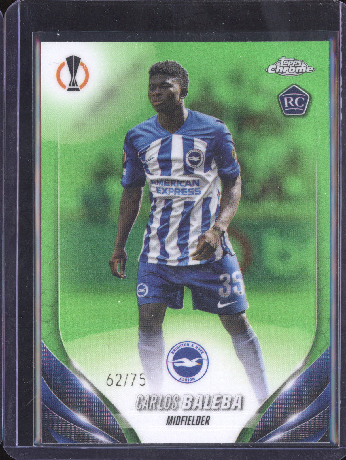 Carlos Baleba 2023-24 Topps Chrome UCC 113 Green Refracor RC 62/75