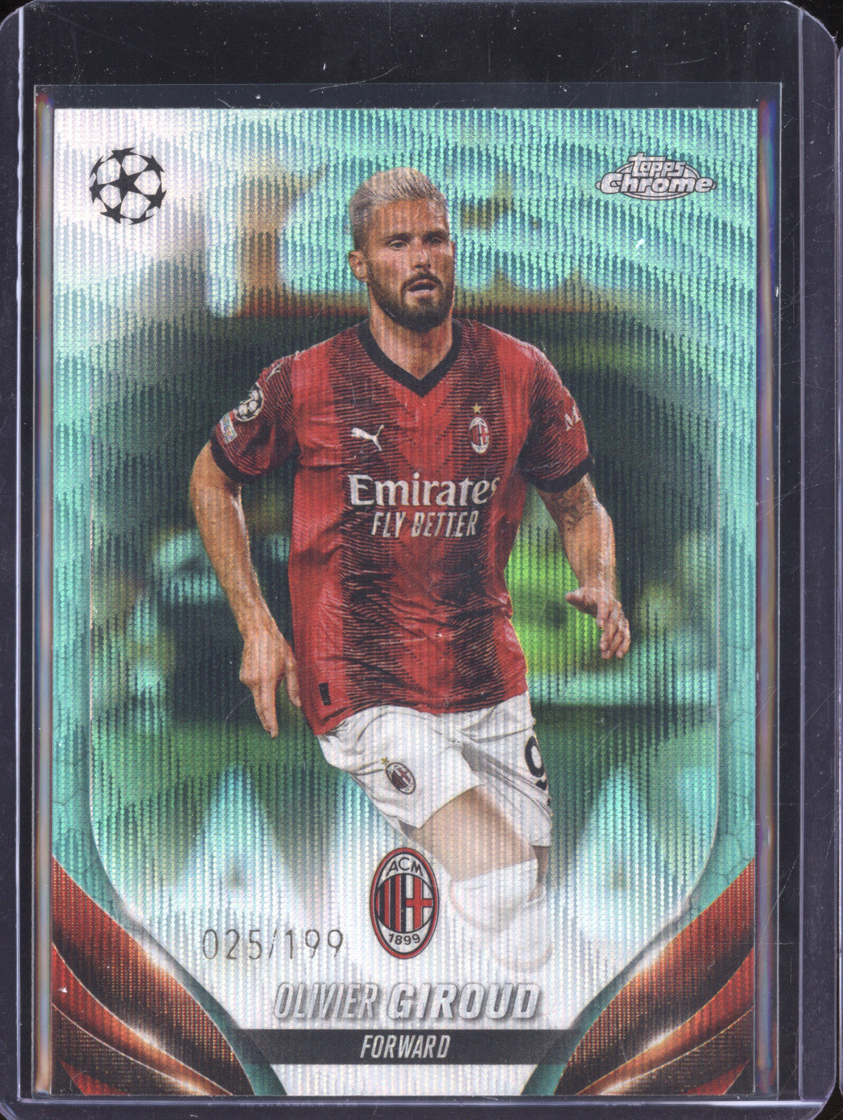 Olivier Giroud 2023-24 Topps Chrome UCC 43 Aqua Wave Refractor 25/199