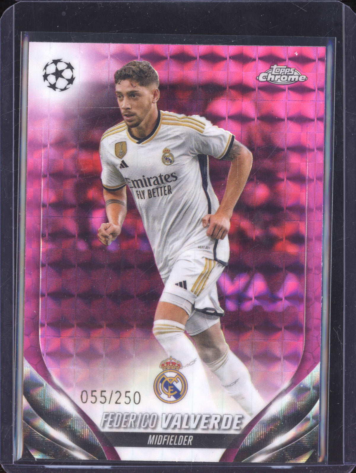 Federico Valverde 2023-24 Topps Chrome UCC 99 Pink Geometric Refractor 55/250