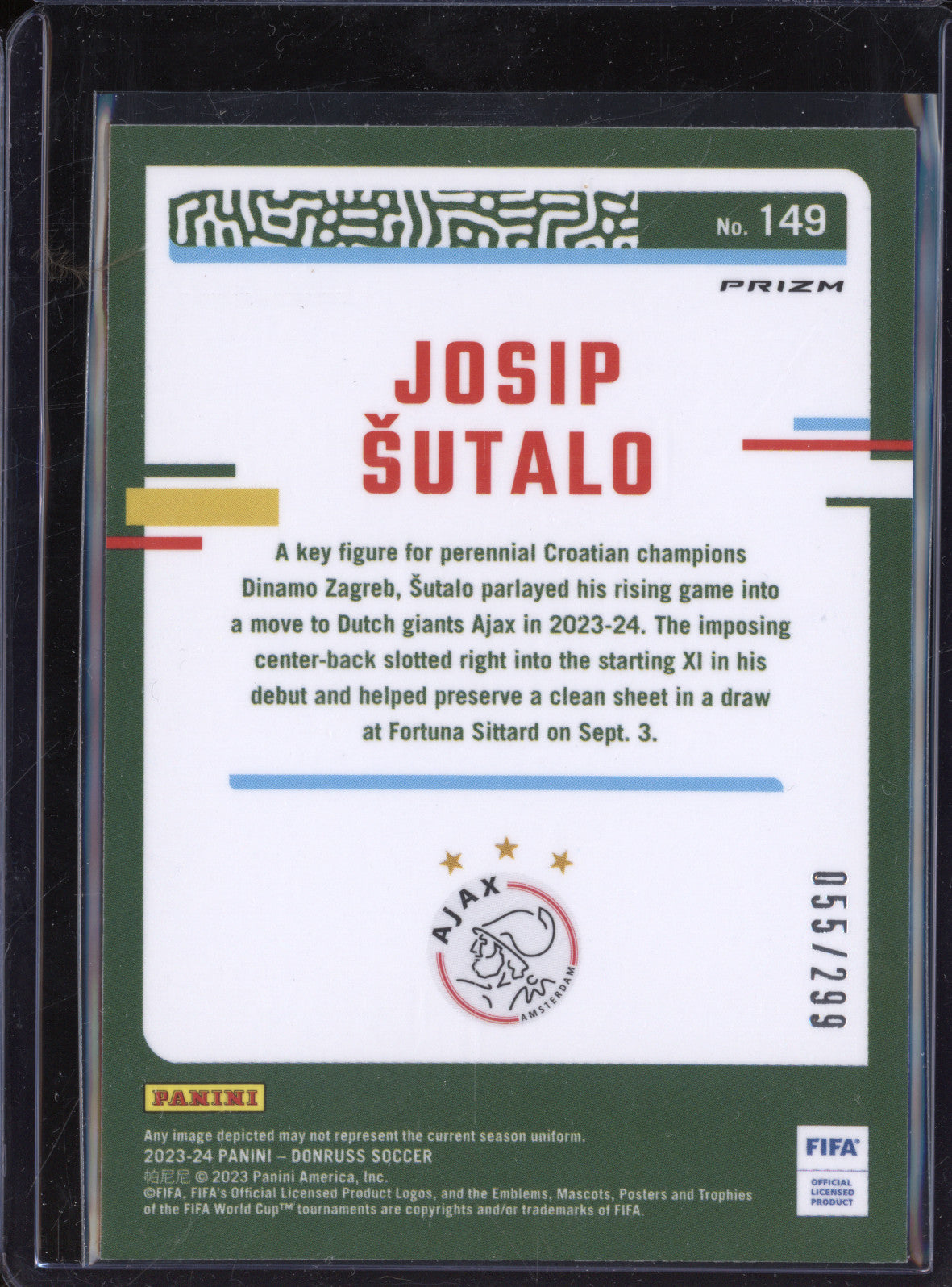 Josip Sutalo 2023-24 Panini Donruss 149 Optic Red 55/299