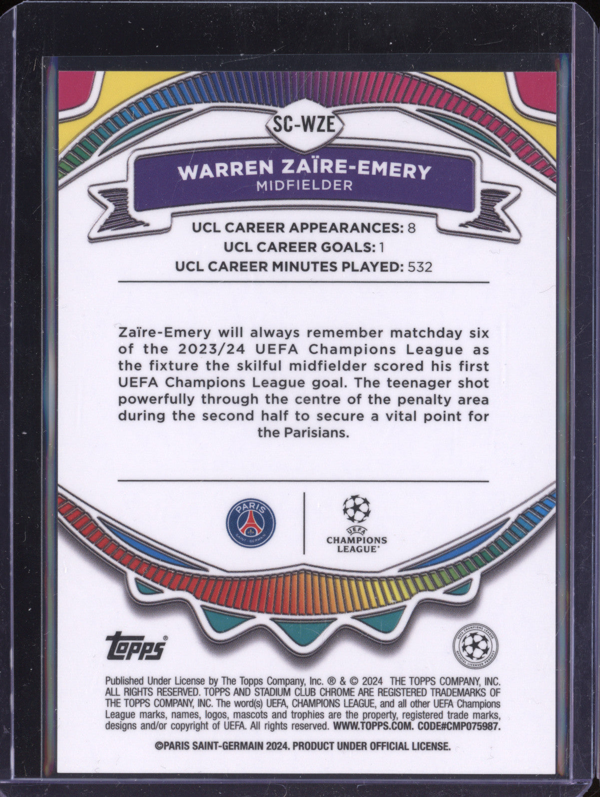 Warren Zaire-Emery 2023-24 Topps Stadium Club Chrome Say Cheese Orange 4/25