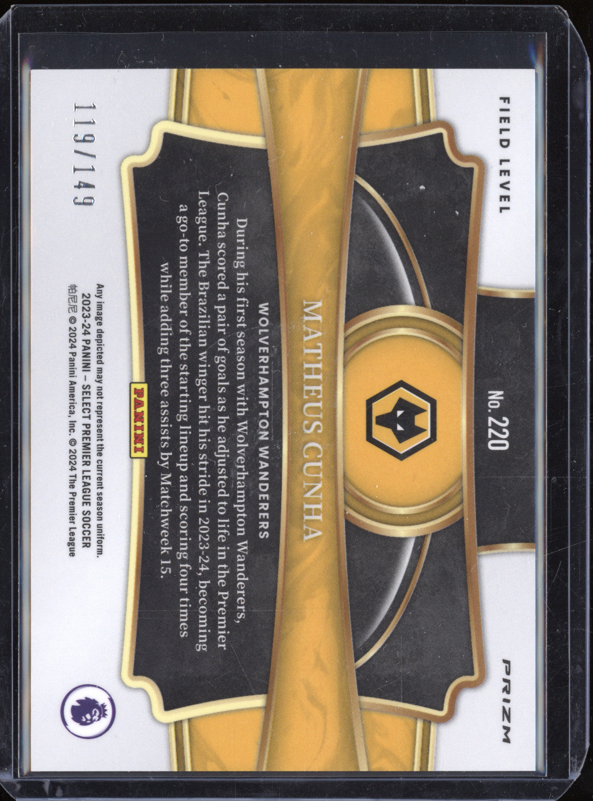 Matheus Cunha 2023-24 Panini Select EPL 220 Red Wave 119/149