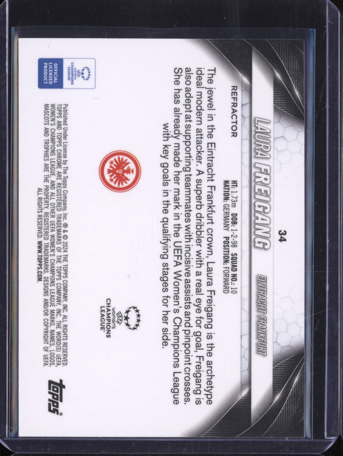 Laura Freigang 2023-24 Topps Chrome UWCL 34 Refractor RC