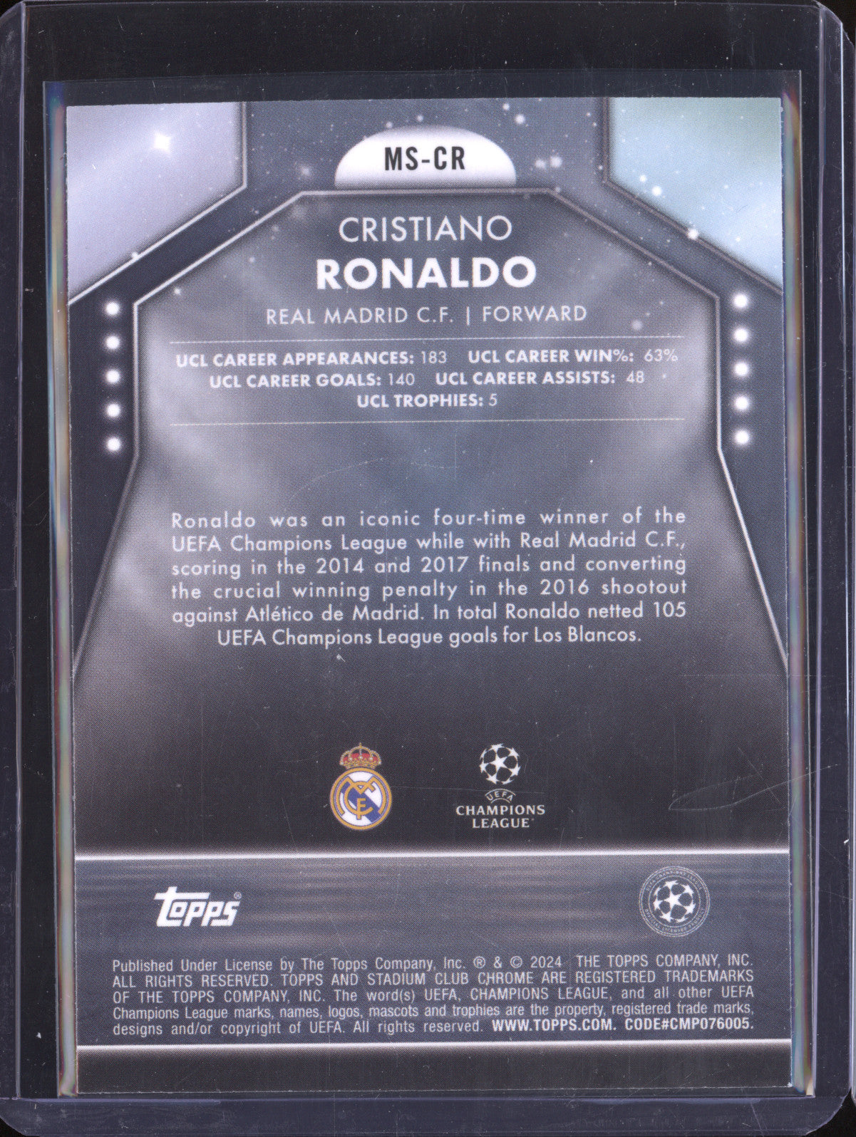 Cristiano Ronaldo 2023-24 Topps Stadium Club Chrome MS-CR Main Stage