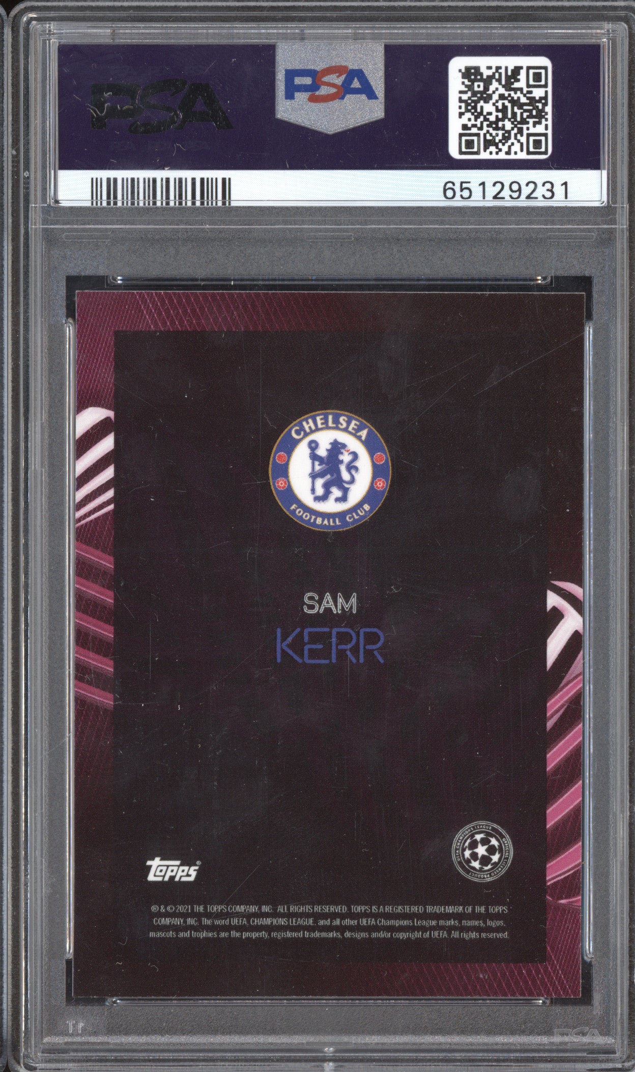 Sam Kerr 2020-21 Topps UEFA Women's Champions League Knockout Red 10/20 PSA 9