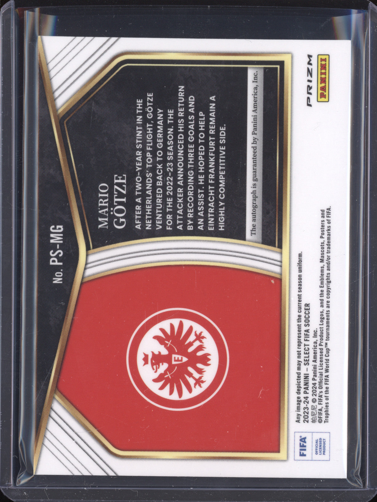 Mario Gotze 2023-24 Panini Select FIFA PS-MG Pitchside Signatures Red