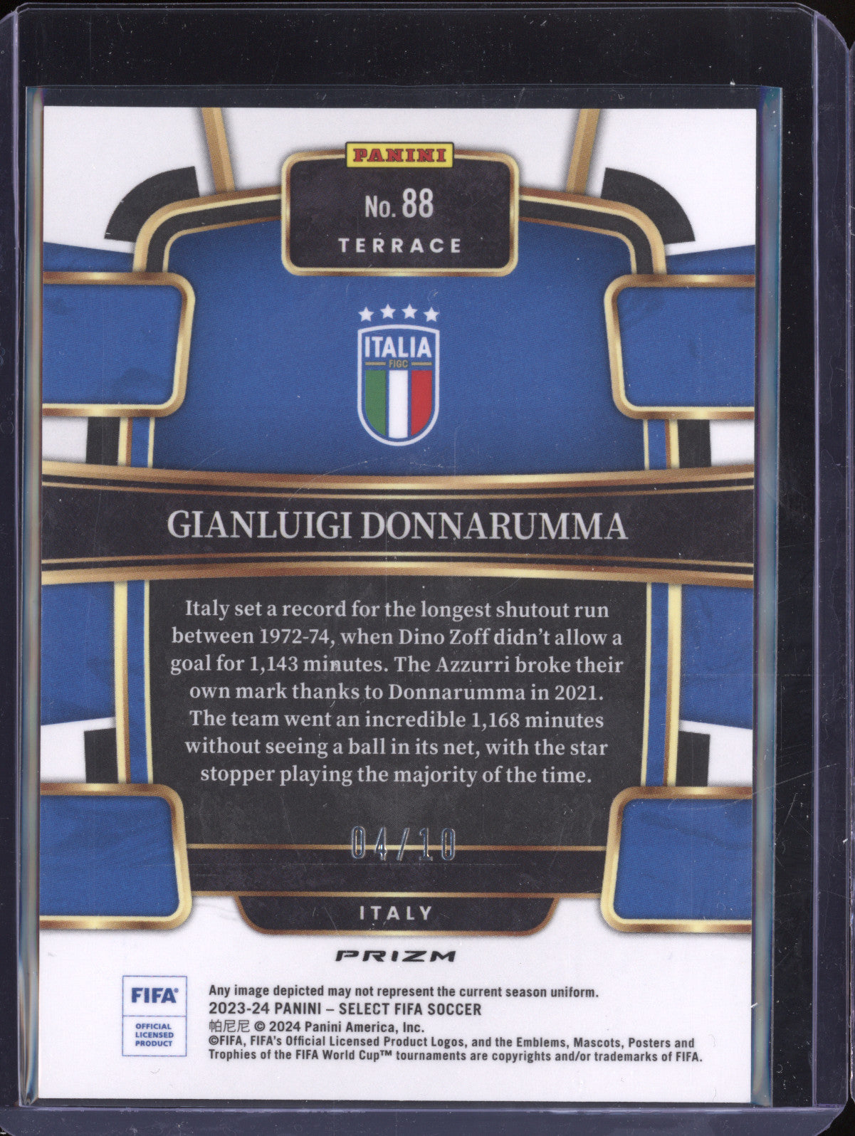 Gianluigi Donnarumma 2023-24 Panini Select FIFA 88 Gold Wave 4/10