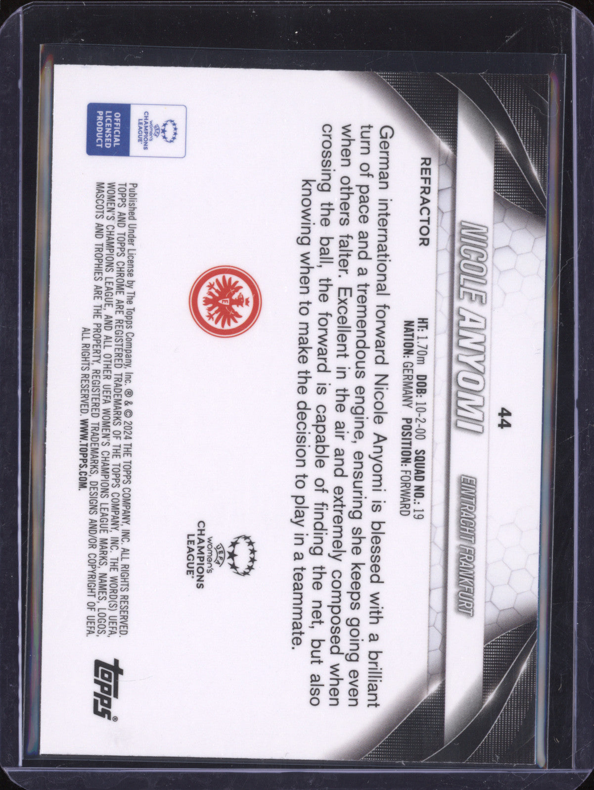 Nicole Anyomi 2023-24 Topps Chrome UWCL 44 Refractor RC