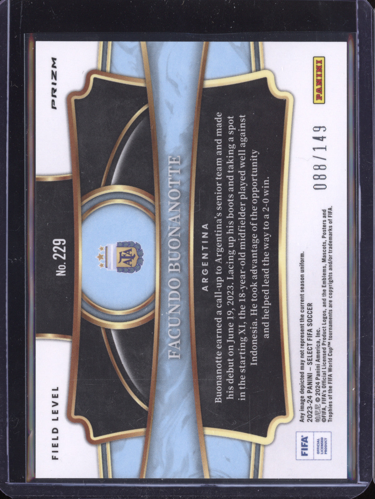 Facundo Buonanotte 2023-24 Panini Select FIFA 229 Red Wave Field Level RC 88/149