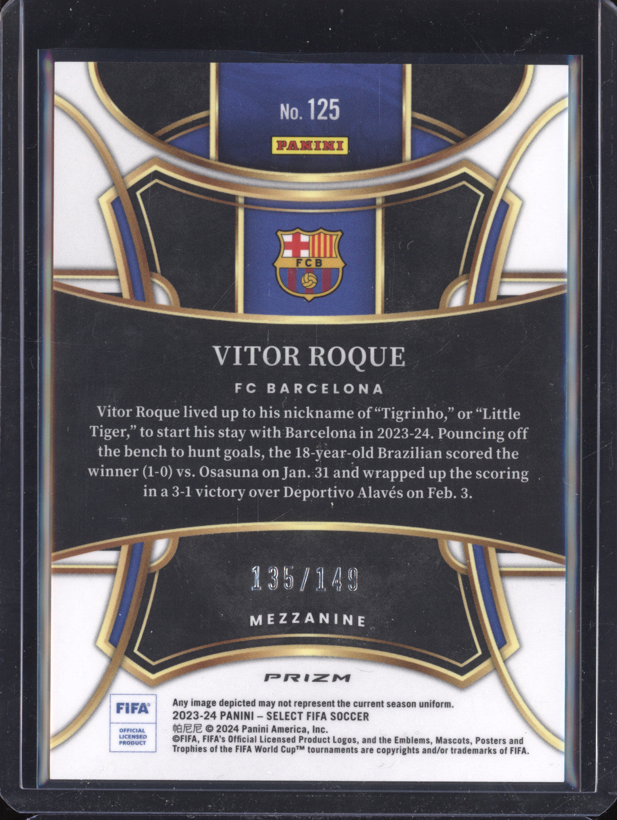 Vitor Roque 2023-24 Panini Select FIFA 125 Red Wave RC 135/149