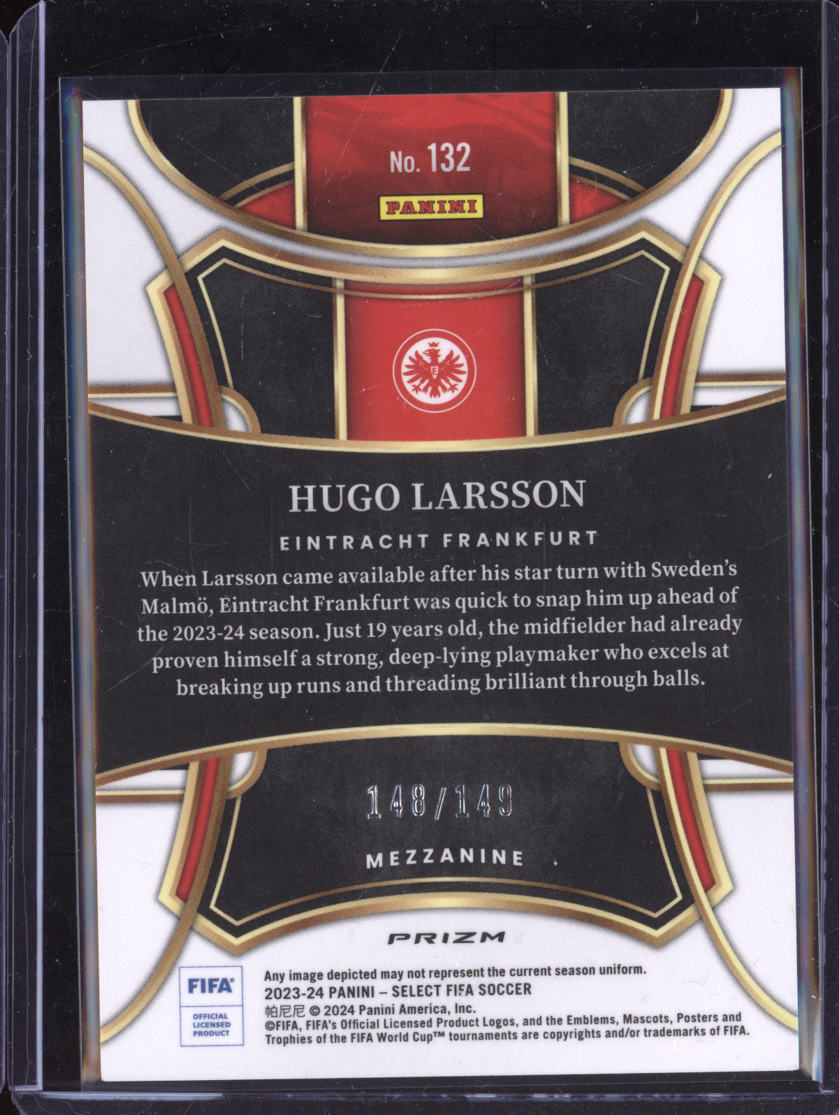 Hugo Larsson 2023-24 Panini Select FIFA 132 Red Wave RC 148/149