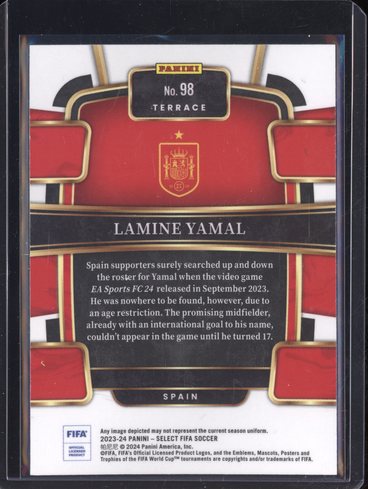 Lamine Yamal 2023-24 Panini Select FIFA 98 RC