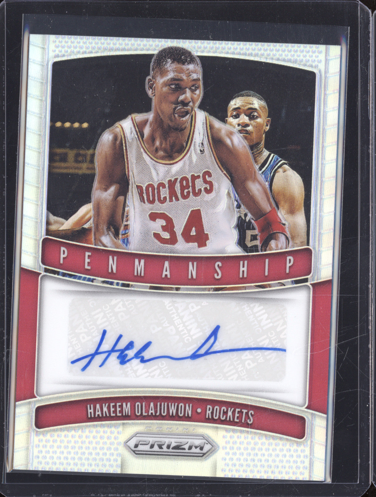 2019-20 Panini Prizm PM-HOW Hakeem Olajuwon Silver Penmanship Auto