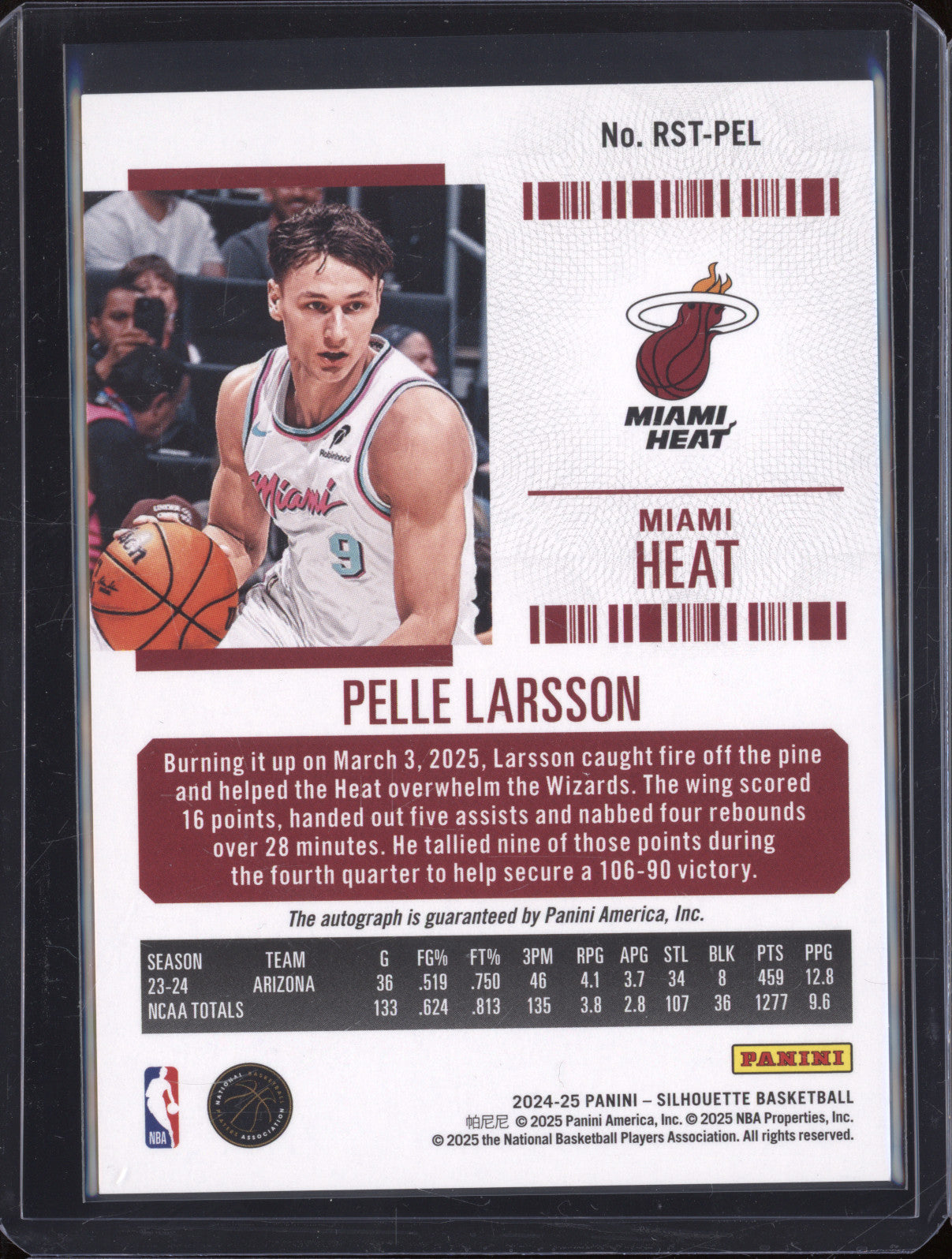 2024-25 Panini Contenders RST-PEL Pelle Larsson Cracked Ice Rookie Auto 04/25