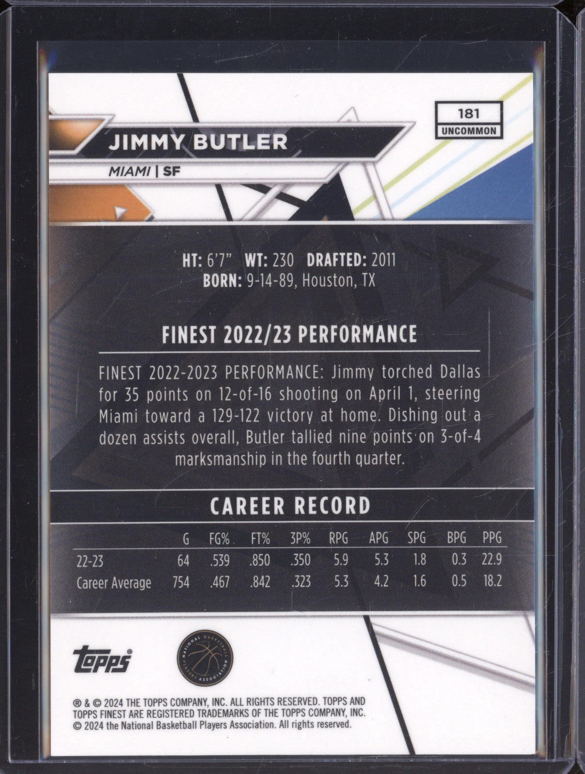 2024 Topps Finest 181 Jimmy Butler Red Refractor 4/5
