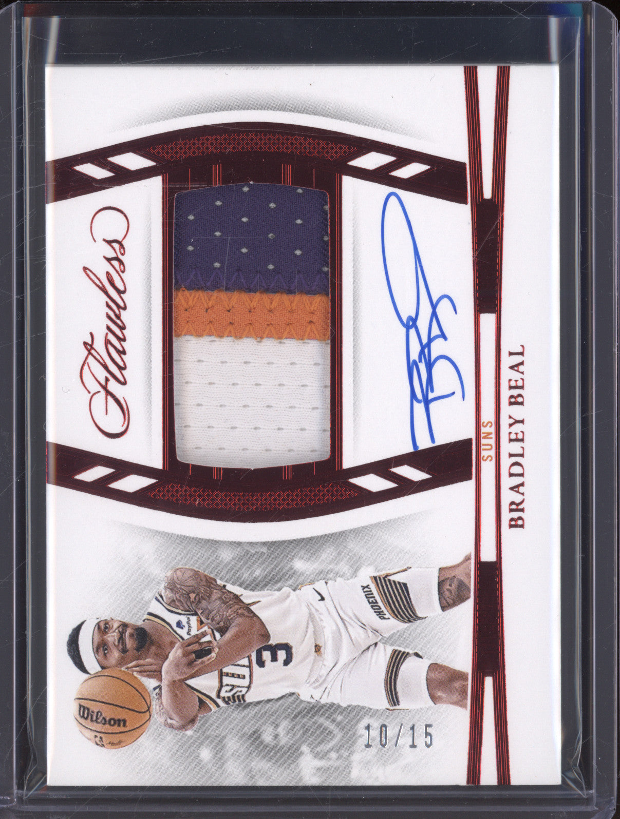 2023-24 Panini Flawless HPA-BBP Bradley Beal Horizontal Patch Auto Ruby 10/15