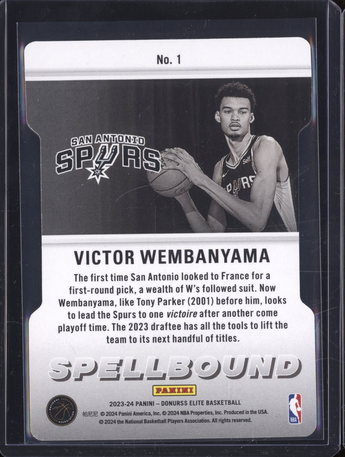 2023-24 Donruss Elite 1 Victor Wembanyama Orange Spellbound Die Cut RC