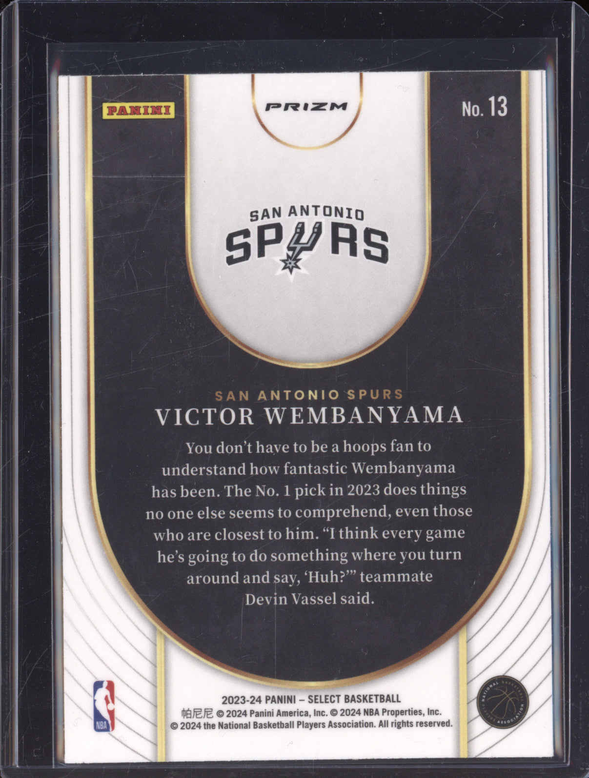 2023-24 Panini Select 13 Victor Wembanyama Neon Icon Silver Prizm RC