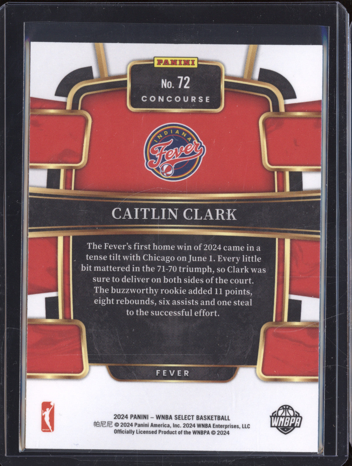 2024 Panini Select WNBA 72 Caitlin Clark Concourse RC