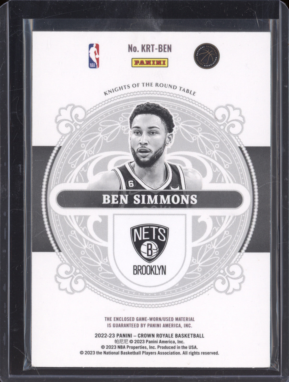 2022-23 Panini Crown Royale KRT-BEN Ben Simmons Knights Of The Round Table