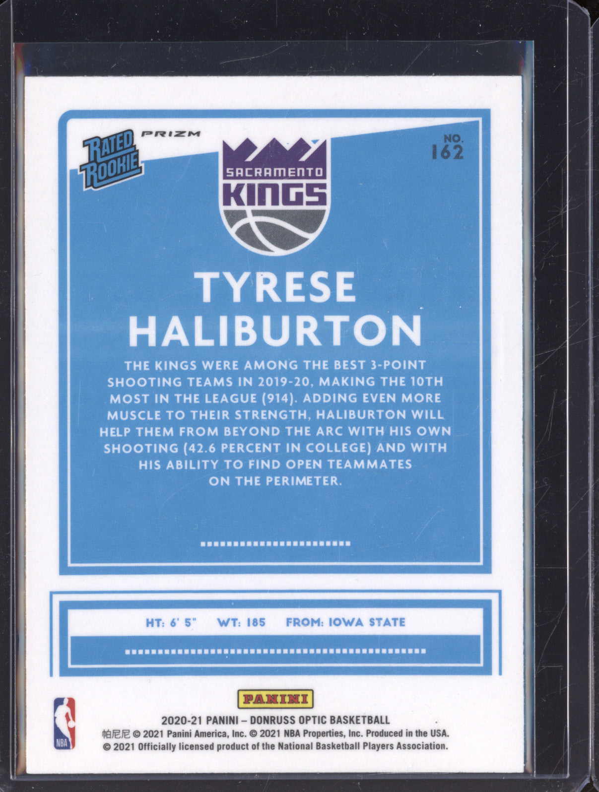 2020-21 Donruss Optic 162 Tyrese Haliburton Silver Holo RC