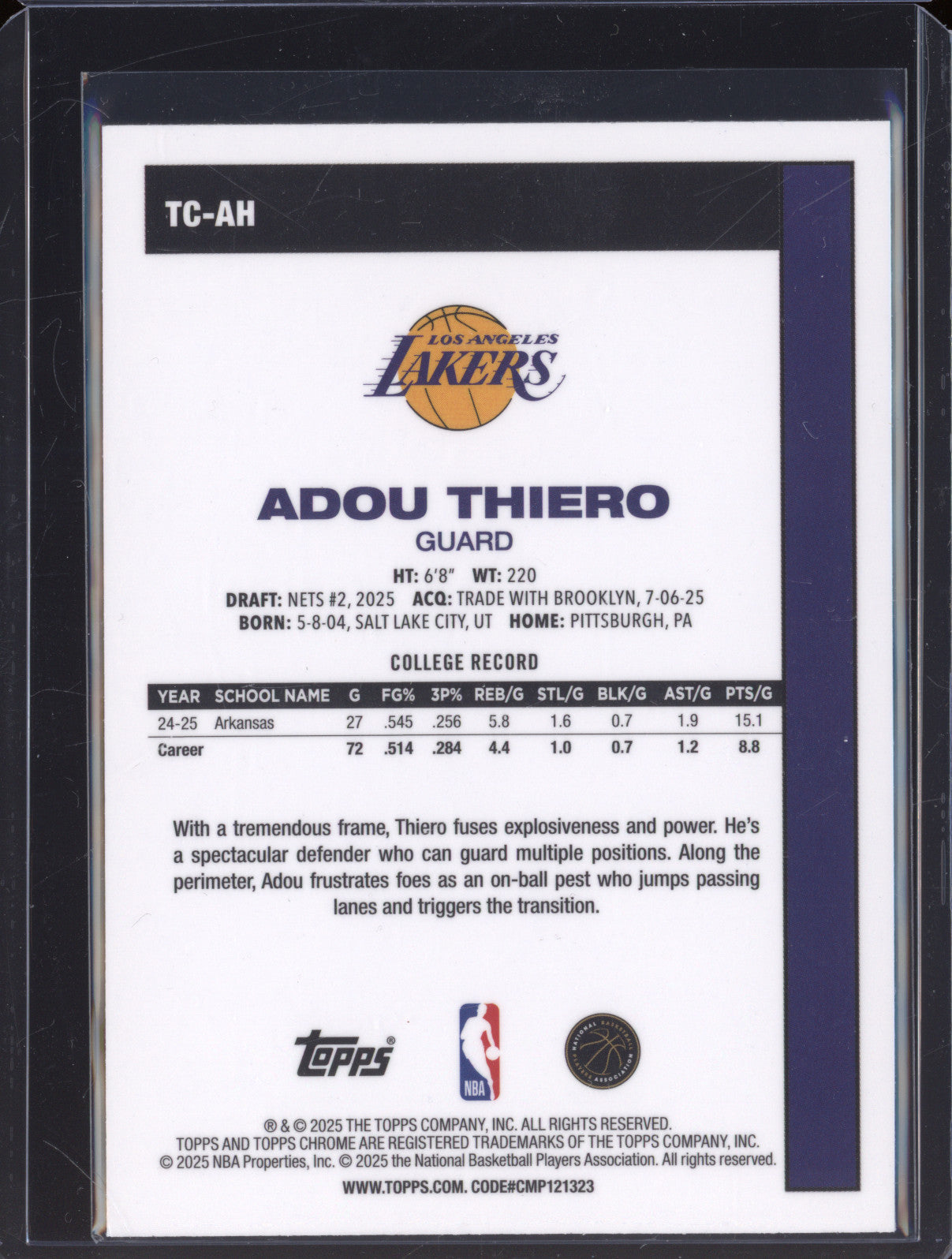 2025 Topps 1980-81 Topps Chrome TC-AH Adou Thiero Rookie RC