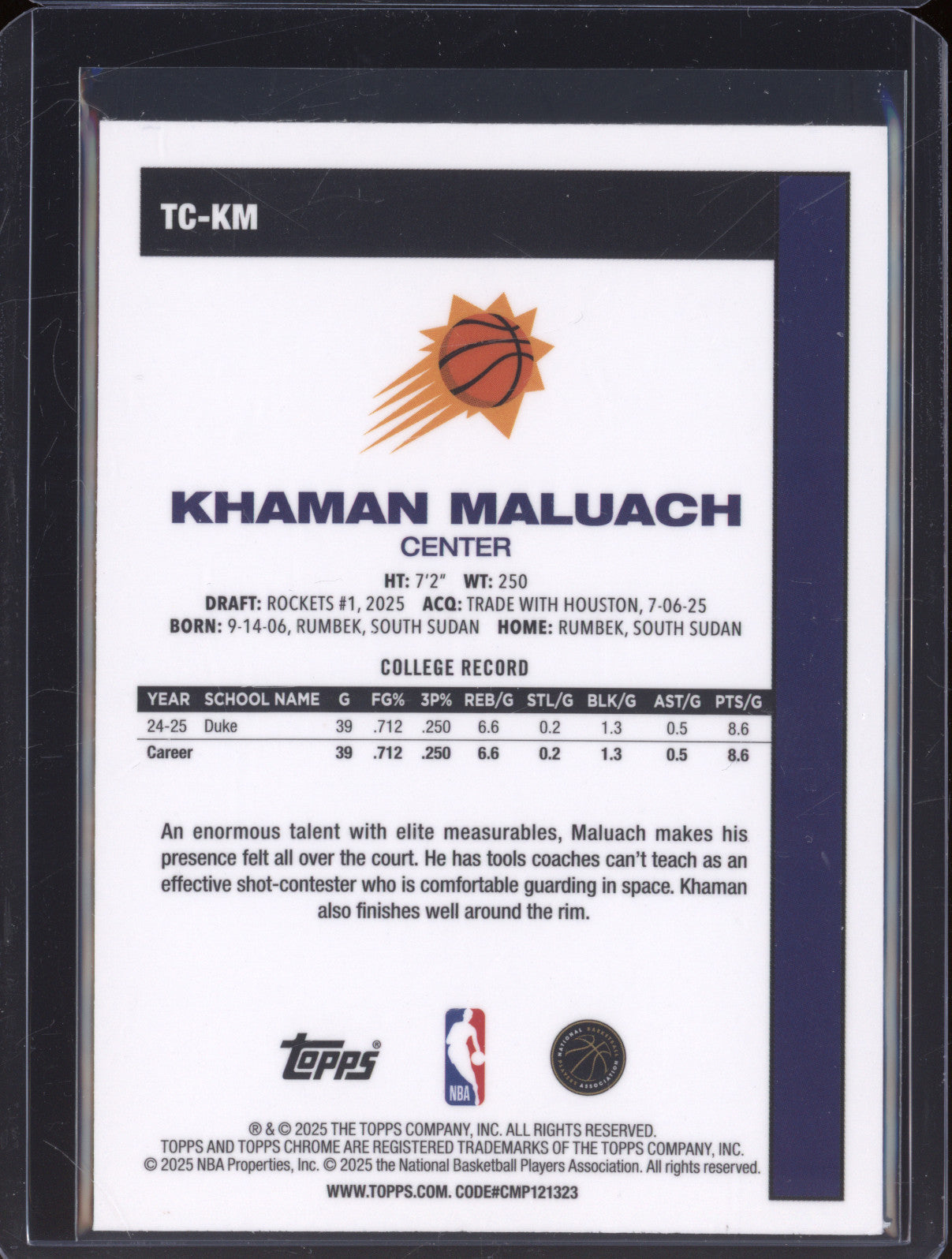 2025 Topps 1980-81 Topps Chrome TC-KM Khaman Maluach Rookie RC