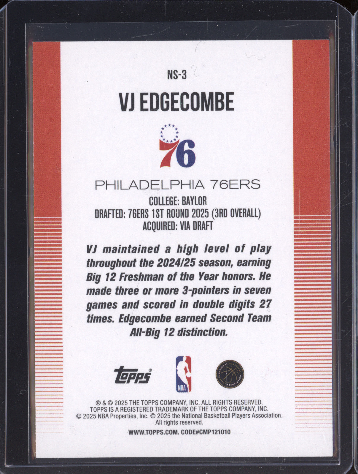 2025 Topps NS-3 VJ Edgecombe New School Rainbow Rookie RC