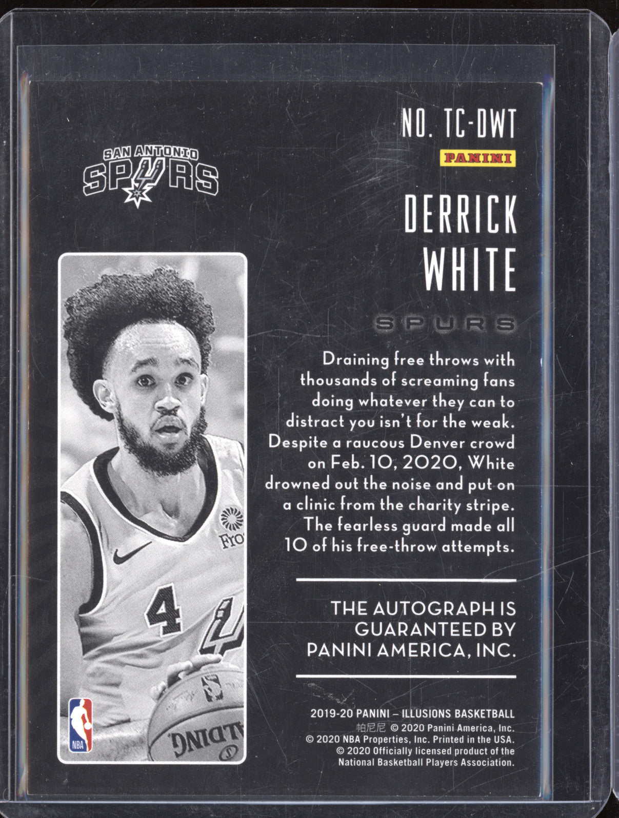 2019-20 Panini Illusions TC-DWH Derrick White Trophy Collection Auto