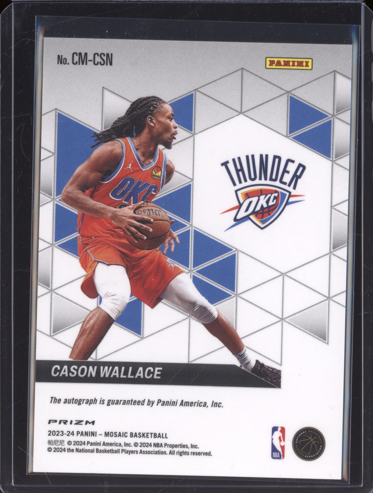 2023-24 Panini Mosaic CM-CSN Cason Wallace Collage Choice Auto RC