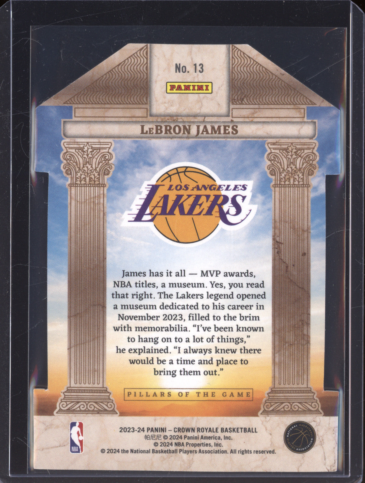 2023-24 Panini Crown Royale 13 LeBron James Pillars Of The Game 53/99