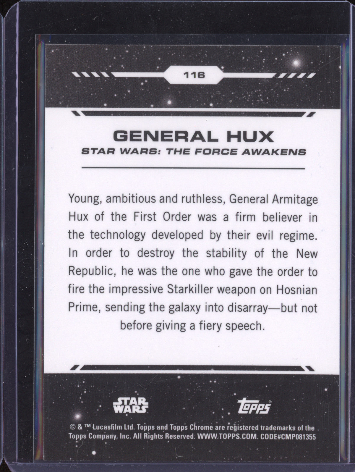 General Hux 2024 Topps Star Wars Chrome 116 Red Raywave Refractors