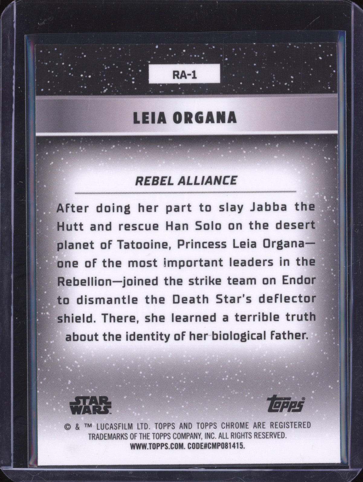 Leia Organa 2024 Topps Star Wars Chrome RA-1 Galactic Cival War Rebel Alliance