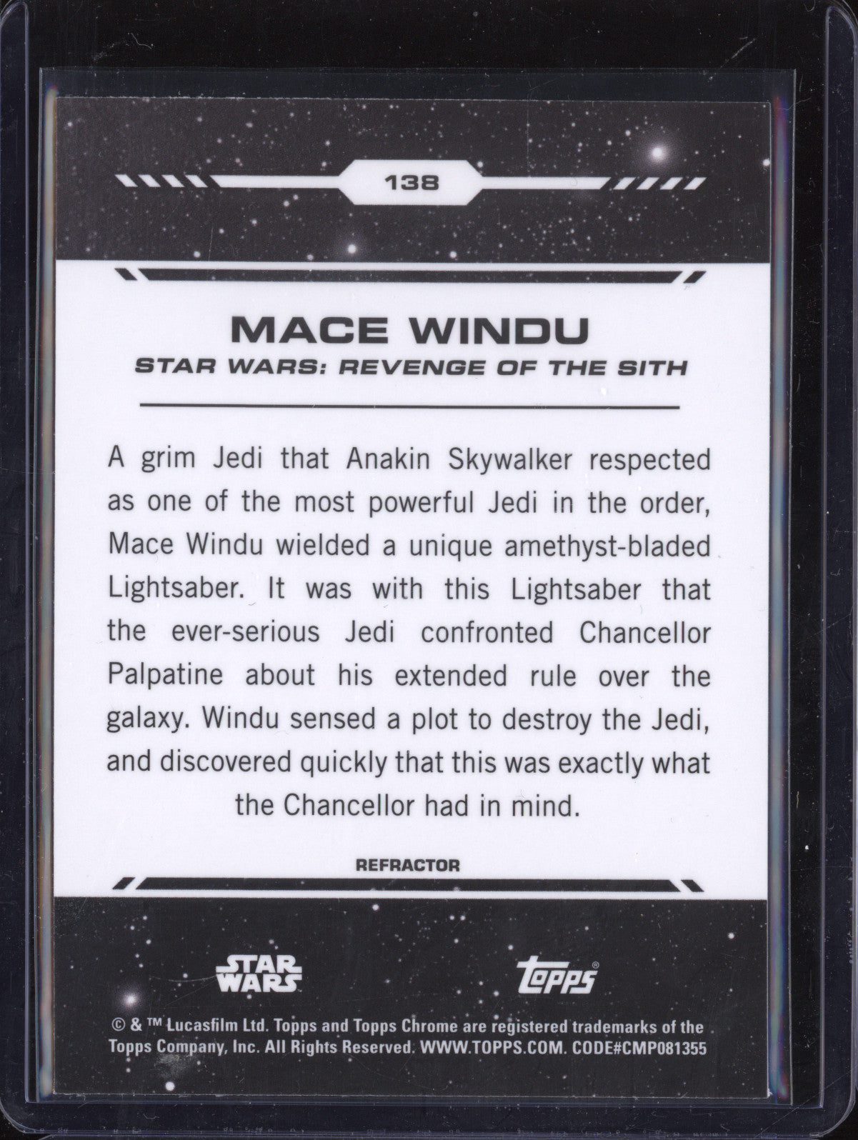 Mace Windu 2024 Topps Star Wars Chrome 138 Rainbow Refractor