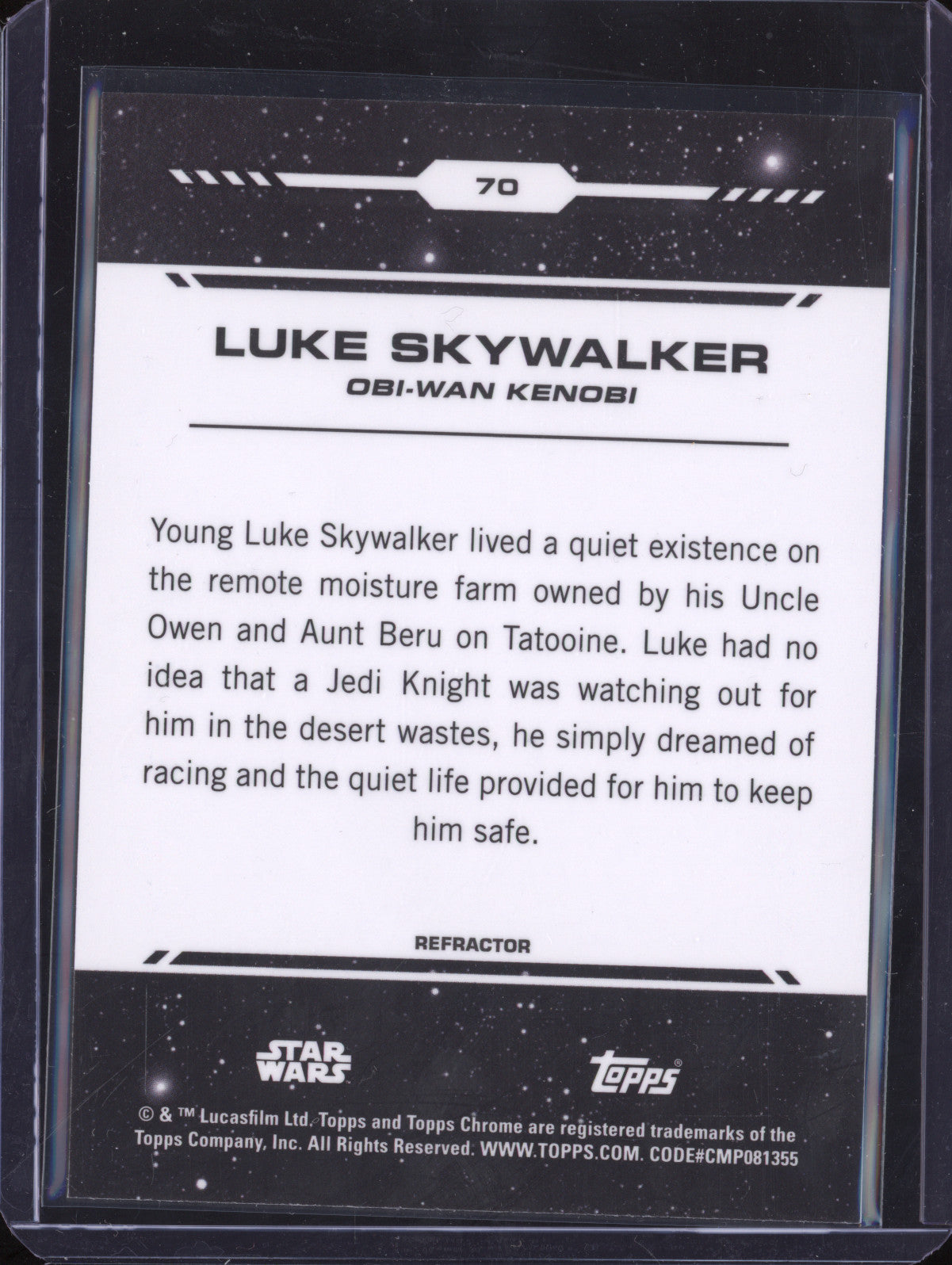 Luke Skywalker 2024 Topps Star Wars Chrome 70 Rainbow Refractor