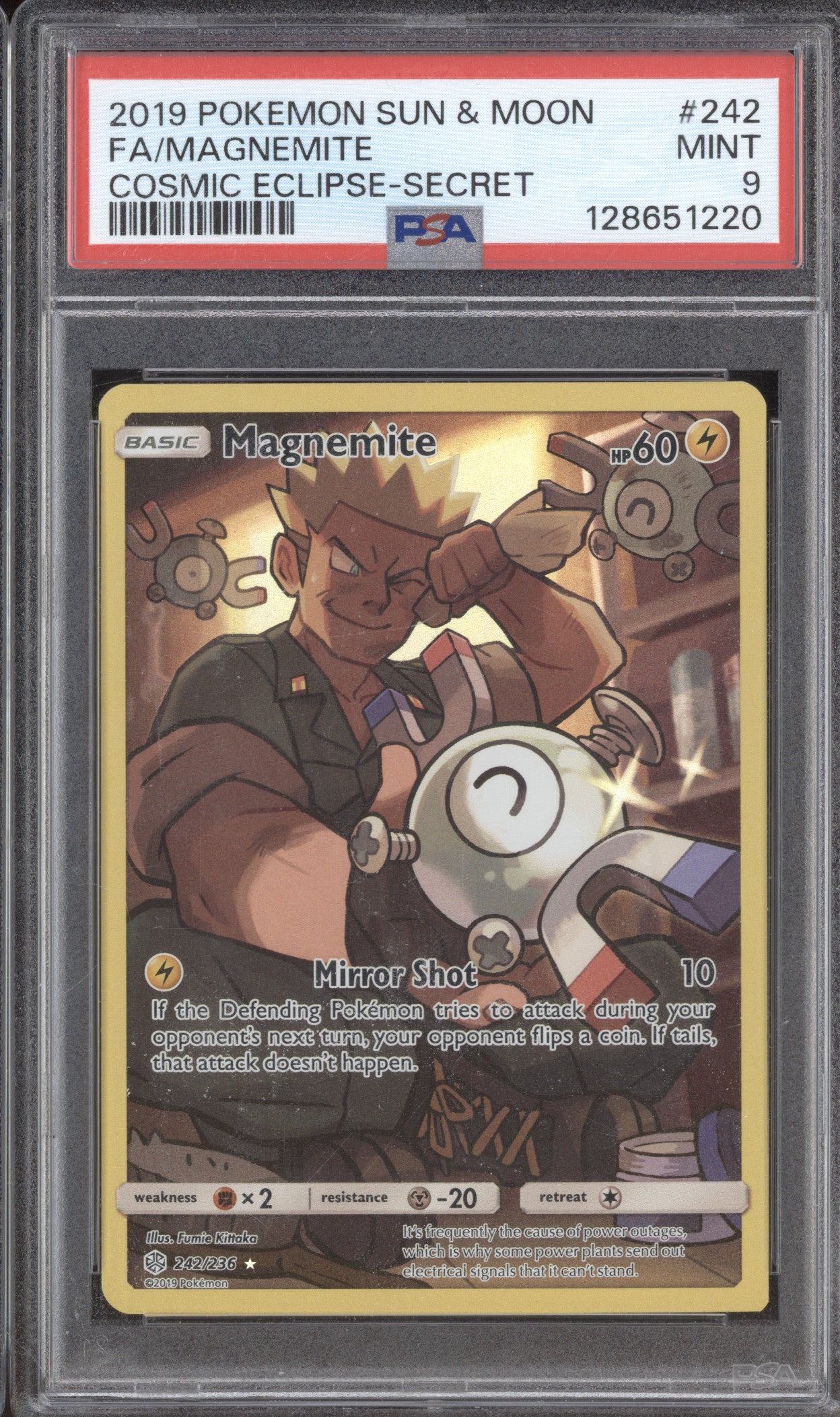 2019 Pokemon Cosmic Eclipse 242/236 Magnemite Secret Rare PSA 9
