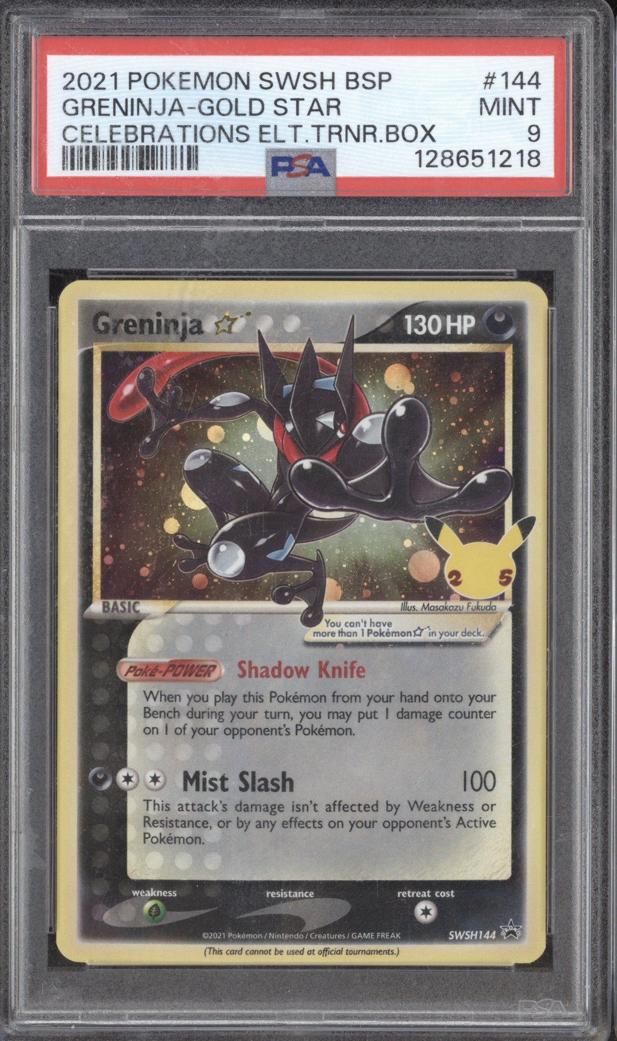 Greninja Gold Star 2021 Pokemon Sword & Shield Promos SWSH144 Promo PSA 9