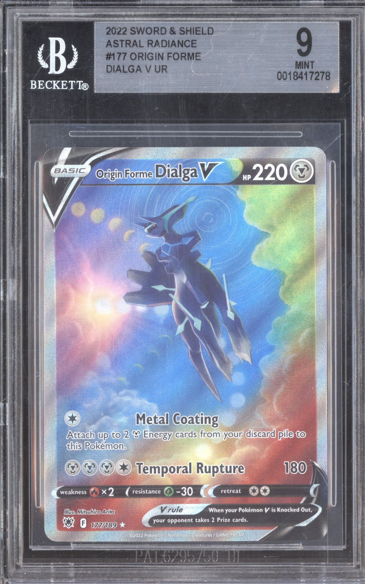 2022 Pokemon Astral Radiance 177/189 Origin Forme Dialga V BGS 9