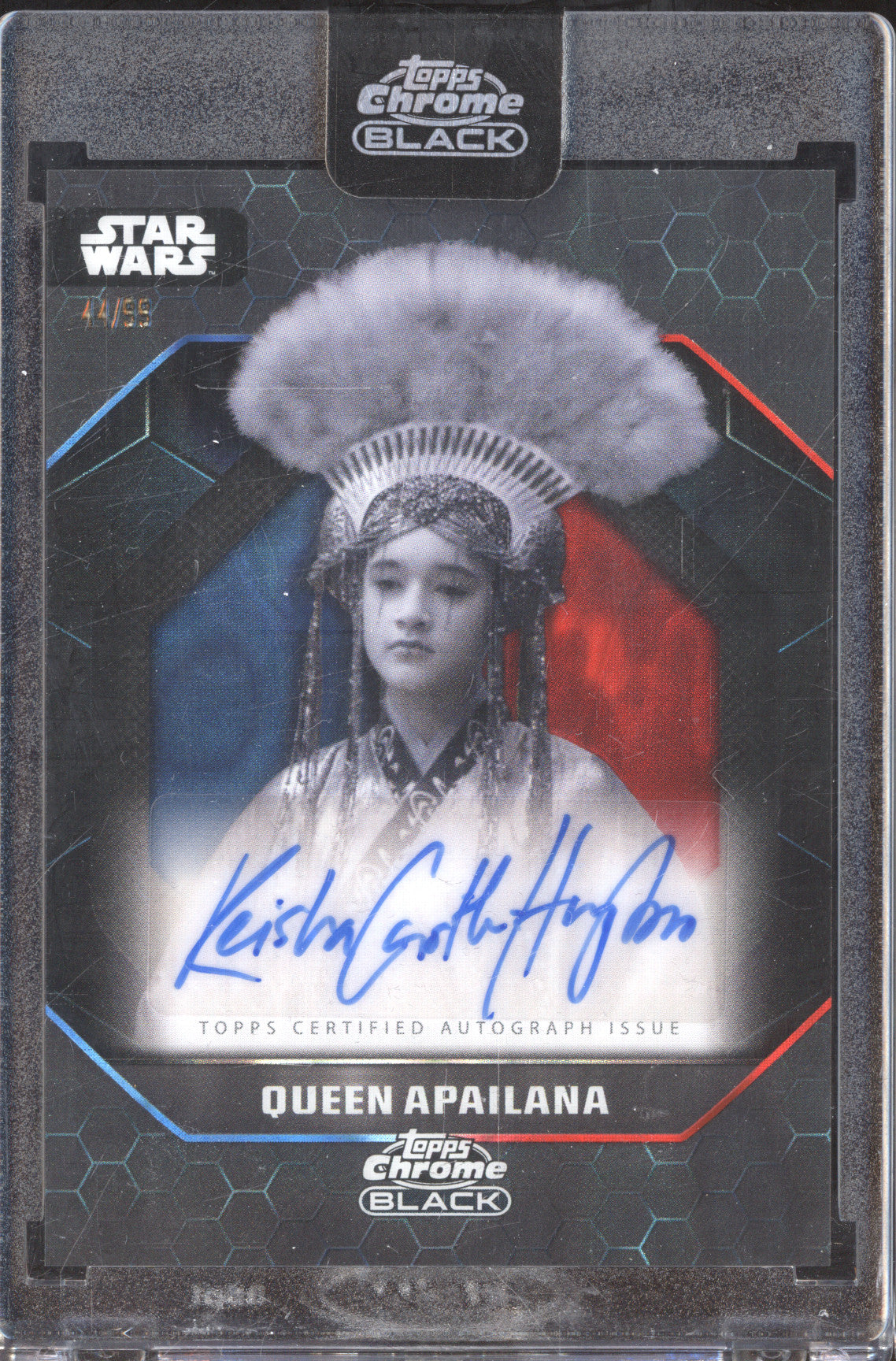 Queen Apailana 2024 Topps Chrome Black ALS-KC Light Side Auto Red Blue Lava /99