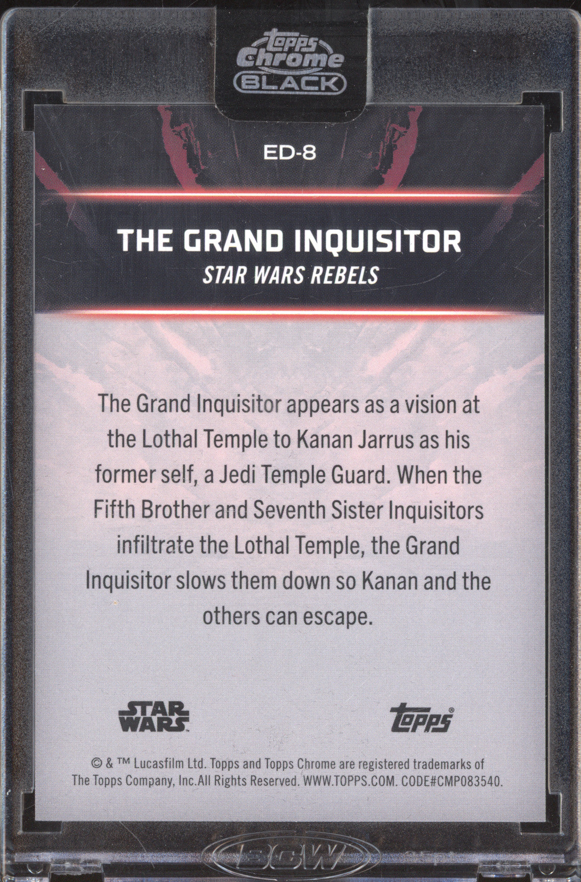 The Grand Inquisitor 2024 Topps Chrome Black ED-8 Embrace the Dark Side